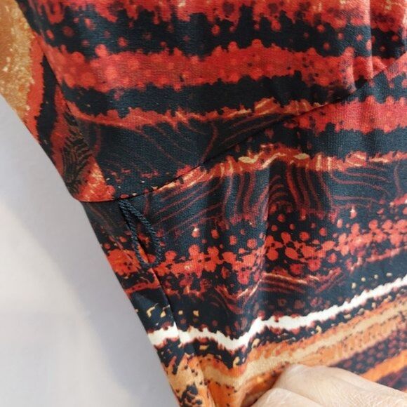 R&M Richards Multicolor Chevron Stripes Fit and Flare V-Neck Dress Plus Size 20W - Picture 6 of 10